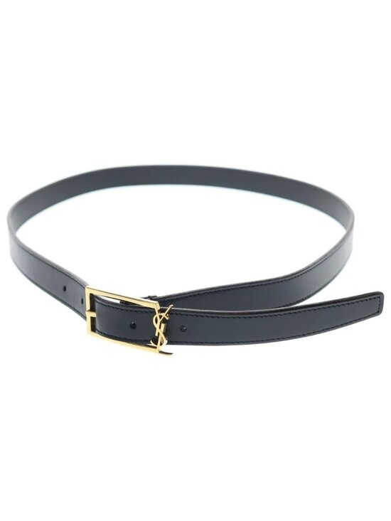 Saint Laurent Paris Cassandra Logo Motif Leather Gold Belt Black main image 6